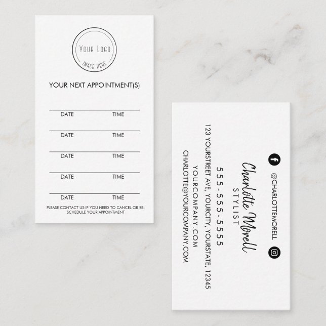 Modernes, schlichtes, minimalistisches Logo in Sch Terminkarte (Vorne/Hinten)