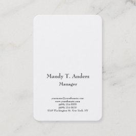 Modernes, schlichtes, minimalistisches Weiß Visitenkarte