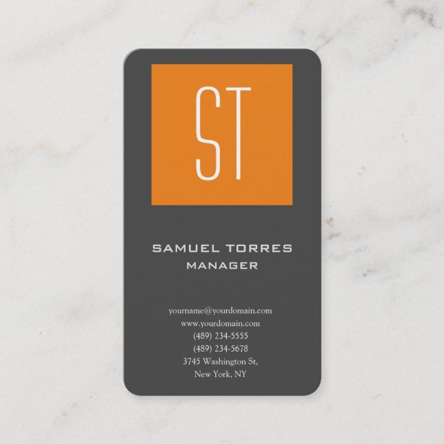 Modernes, schlichtes Monogramm-Grau Visitenkarte (Vorderseite)