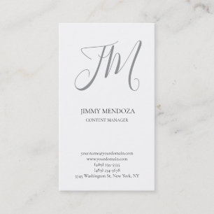 Modernes, schlichtes Monogramm mit einfacher Hands Visitenkarte