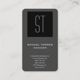 Modernes, schlichtes Monogramm-Schwarz-Grau Visitenkarte