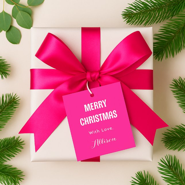 Modernes, schlichtes Niedlich-helles Rosa Geschenkanhänger (Von Creator hochgeladen)