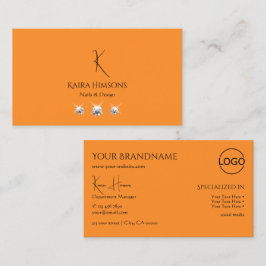 Modernes Schlichtes Orange mit Monogram Logo und J Visitenkarte