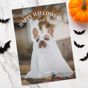 Modernes, schlichtes Pet Foto Happy Halloween Feiertagskarte