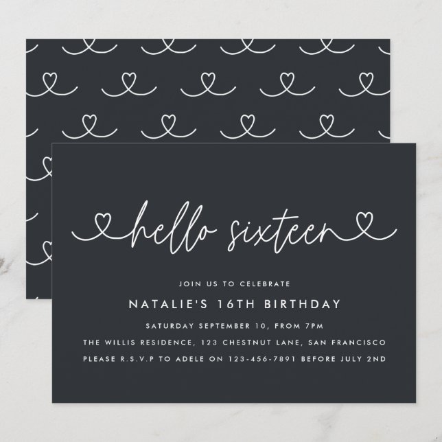 Modernes, schlichtes und elegantes Drehbuch zum 16 (Vorne/Hinten)