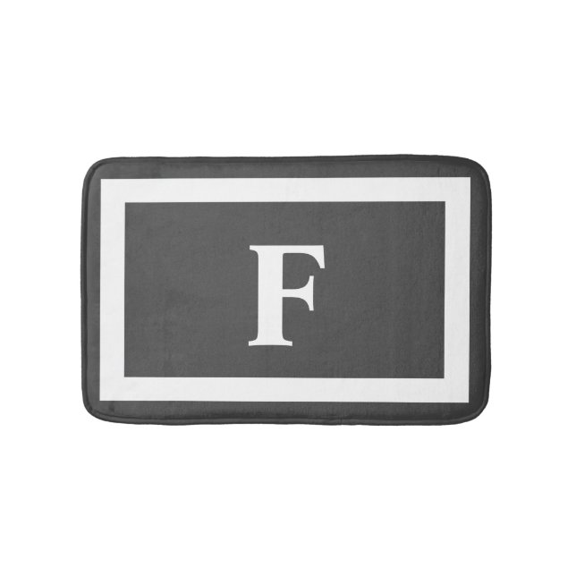 Modernes, schlichtes, weißes Monogramm Badematte (Vorderseite)
