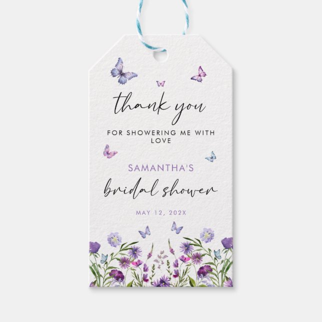 Modernes Schmetterlingszeichen Brautparty Begrüßun Geschenkanhänger (Vorderseite)