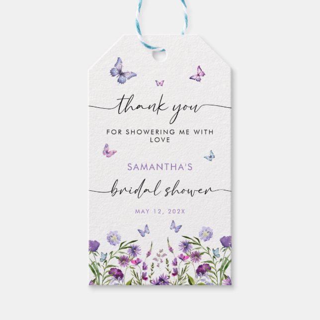 Modernes Schmetterlingszeichen Brautparty Begrüßun Geschenkanhänger (Vorderseite)