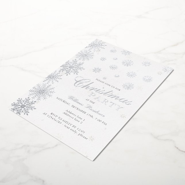 Modernes Schneeflocken Schnee Weißer Winter Weihna Folieneinladung (Gedreht)