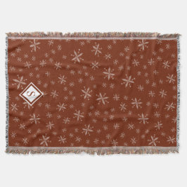 Modernes Schneeflockenmuster auf Mit Monogramm Rot Decke