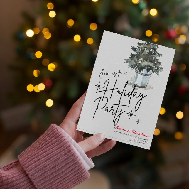 Modernes Schneeflockenpine im Winter Weihnachts-Pa Einladung (Von Creator hochgeladen)