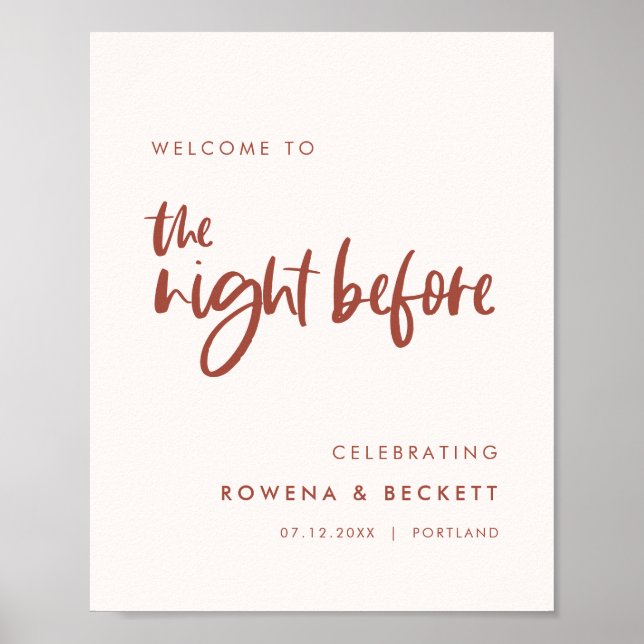 Modernes Schneerosa Willkommen in der Nacht davor Poster (Vorne)