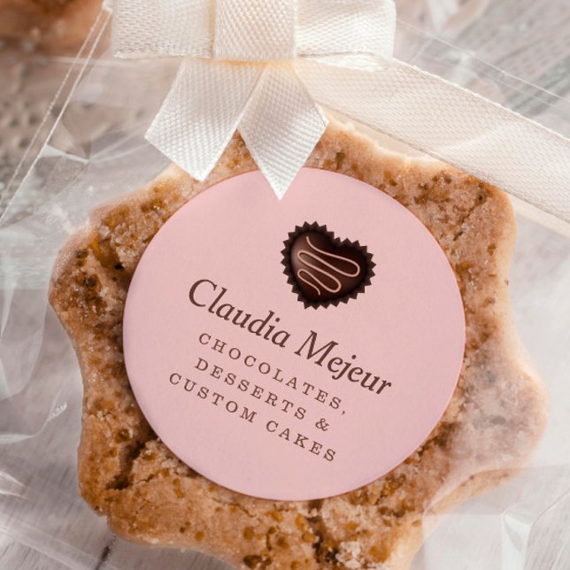 Modernes schokolares Baker Pink Runder Aufkleber (Von Creator hochgeladen)