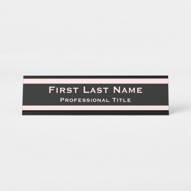 Modernes Schreibtisch Name Plate Light Pink Schreibtischnamensplakette (Vorderseite )