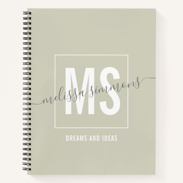 Modernes Schriftnamenmonogramm Notizbuch (Vorderseite)