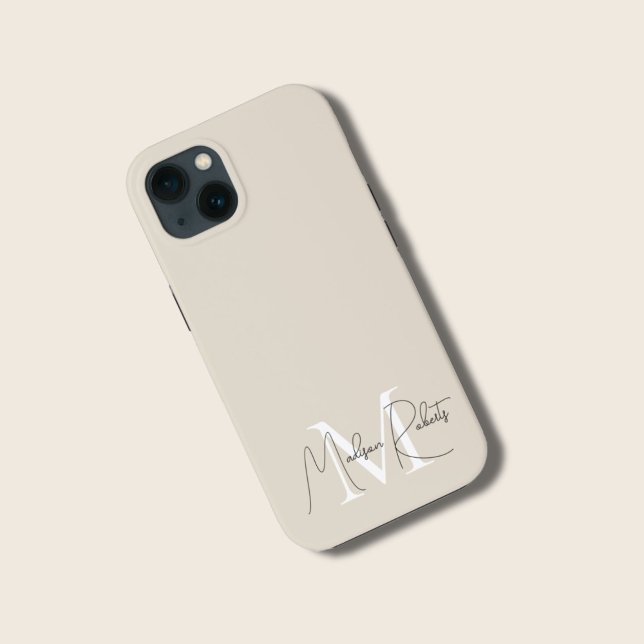 Modernes Schriftzeichen mit Monogramm, Beige Case-Mate iPhone Hülle (Von Creator hochgeladen)