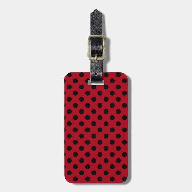 Modernes Schwarz auf Red Polka Dot Gepäckanhänger (Vorderseite vertikal)