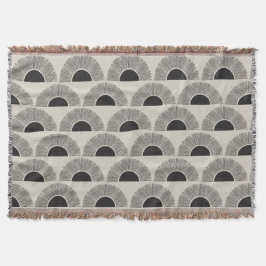 Modernes Schwarz & Beige Sunset Abstrakt Art Muste Decke