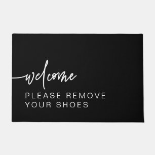 Modernes Schwarz Bitte entfernen Sie Ihre Schuhe Fußmatte