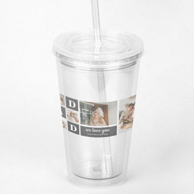 Modernes Schwarz | Collage Foto | Vater Bestes Ges Acryltrinkbecher (Von Creator hochgeladen)