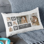 Modernes Schwarz | Collage Foto | Vater Bestes Ges Lendenkissen<br><div class="desc">Ein Collage Foto ist eine wunderbare Geschenkidee für jeden Papa, der Lieben über die guten Zeiten mit Familie und Freunden zu erinnern. Dieses Foto enthält eine Sammlung von Fotos, die kreativ angeordnet und zusammen dargestellt werden, oft in einem Motiv oder Layout, das die Persönlichkeit oder Interessen des Empfängers widerspiegelt.Ein Collage...</div>