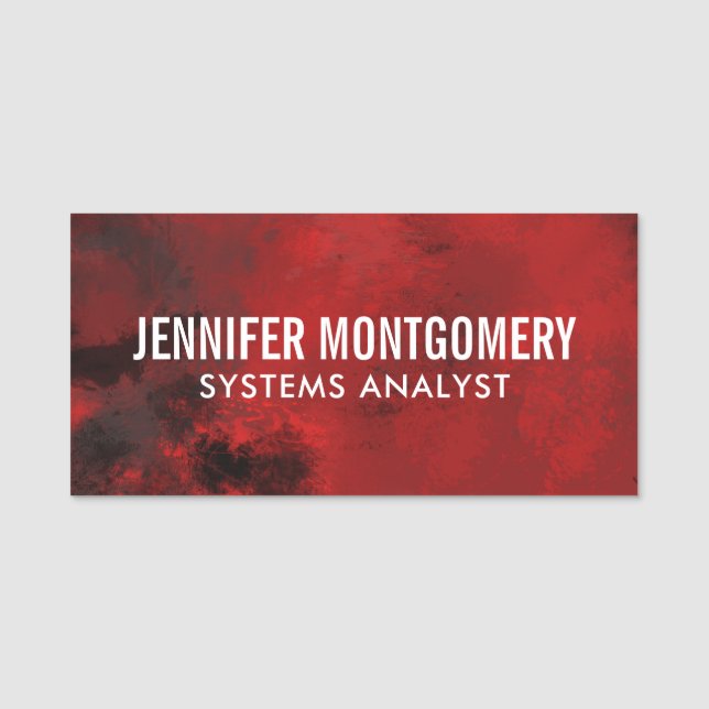 Modernes Schwarz & Dunkelrot Abstrakt - Beruflich Namensschild (Vorderseite)