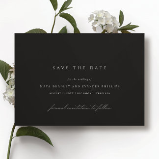 Modernes Schwarz | Elegante Minimalistische Moody  Save The Date