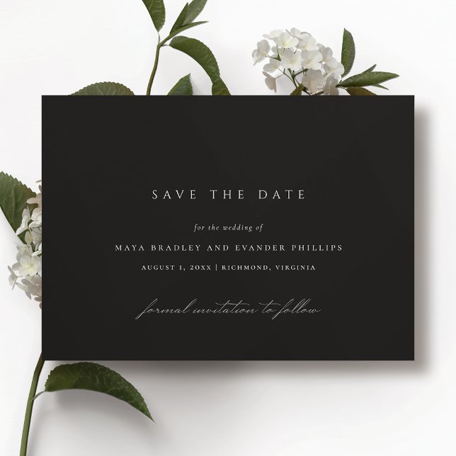Modernes Schwarz | Elegante Minimalistische Moody  Save The Date (Von Creator hochgeladen)