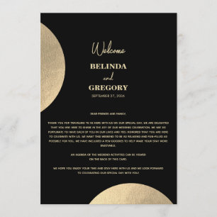 Modernes Schwarz-Gold-Abstrakt-Hochzeitsprogramm Programm