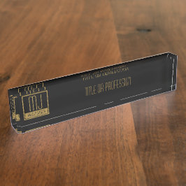 Modernes Schwarz-Gold-Anfangsmonogramm Namensplakette