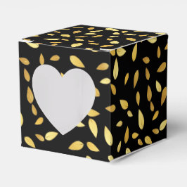 Modernes Schwarz-Gold-Blätter Illustriertes Muster Geschenkschachtel