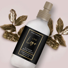 Modernes Schwarz-Gold-Logo-Spray-Flaschenetikett