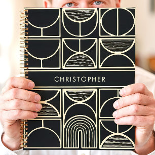 Modernes Schwarz/Gold-Minimalistisch Planer