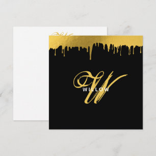 Modernes Schwarz/Gold Monogram-Vintages Skript Mitteilungskarte