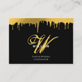 Modernes Schwarz/Gold Monogram-Vintages Skript Visitenkarte
