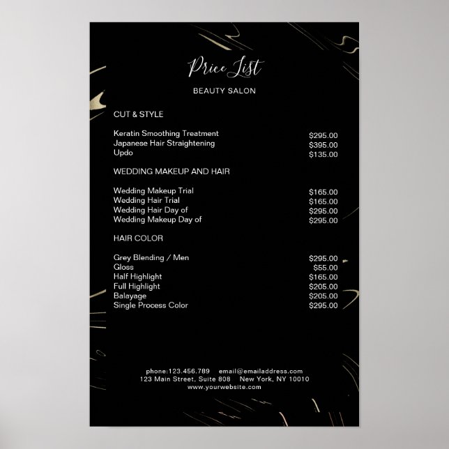 Modernes Schwarz-Gold-Preisschild Poster (Vorne)