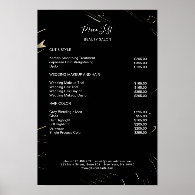 Modernes Schwarz-Gold-Preisschild Poster (Vorne)