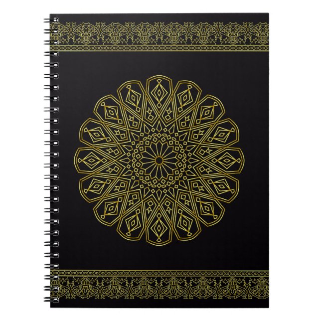 Modernes Schwarz-Golden Arabesque-Design-Notebook Notizblock (Vorderseite)