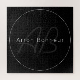 Modernes Schwarz & Grau | Cooler Name und Monogram Puzzle