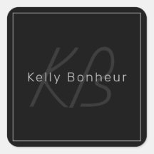 Modernes Schwarz & Grau | Cooler Name und Monogram