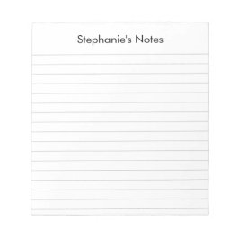 Modernes Schwarz-Grau-Liner Personalisiert Notizblock