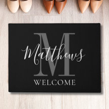 Modernes Schwarz-Grau Monogram Name Newlyweds Wedd