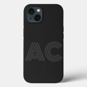 Modernes Schwarz-Grau-Monogramm Case-Mate iPhone Hülle