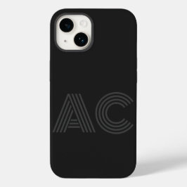 Modernes Schwarz-Grau-Monogramm Case-Mate iPhone 14 Hülle