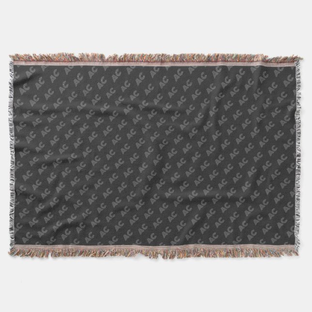 Modernes Schwarz-Grau-Monogramm Decke (Vorderseite)