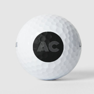 Modernes Schwarz-Grau-Monogramm Golfball