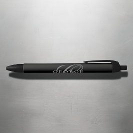 Modernes Schwarz-Grau-Monogramm Kugelschreiber