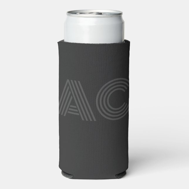 Modernes Schwarz-Grau-Monogramm Selters Dosenkühler (Seltzer Rückseite)