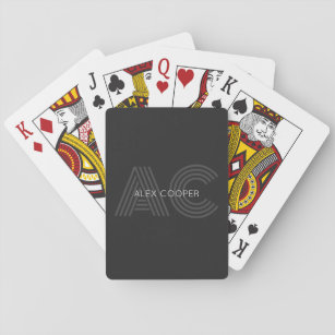 Modernes Schwarz-Grau-Monogramm Spielkarten