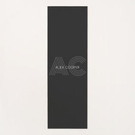 Modernes Schwarz-Grau-Monogramm Yogamatte